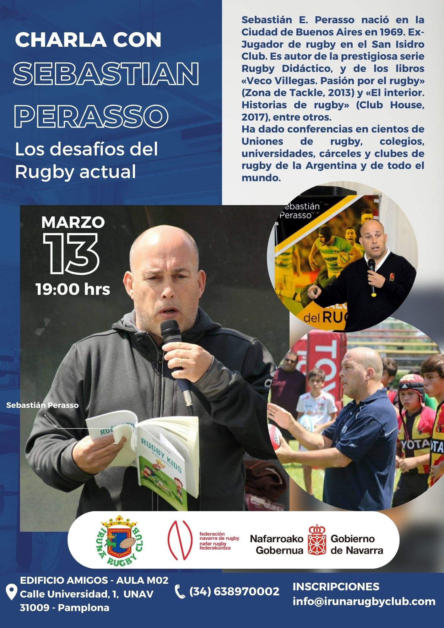 Charla Sebasti&aacute;n Perasso - Los desaf&iacute;os del Rugby Actual (Pamplona, 13 de marzo)